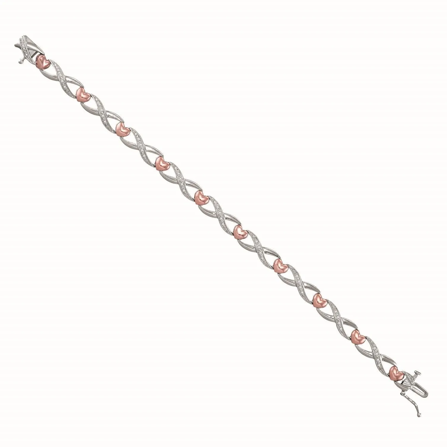 1/10 CTW Diamond Heart Infinity 7-inch Bracelet in Sterling Silver