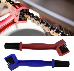 2PCS Motorcycle Chain Brush,Double-Ended Motorcycle Chain Cleaner with Three-Sided and Long Bristles,Universal Motorcycle Chain Cleaning Kit for Motorcycle Bicycle Mountain Bike (1 Red   1 Blue)
