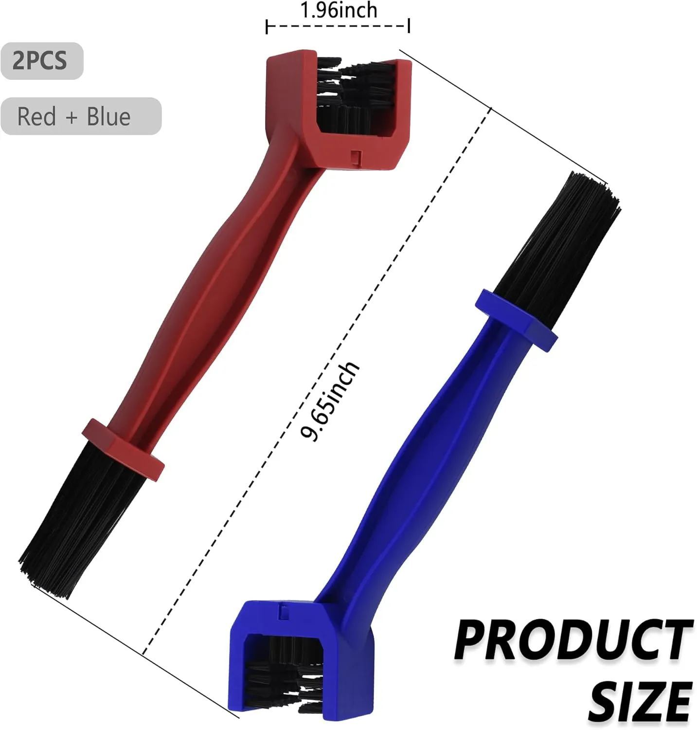 2PCS Motorcycle Chain Brush,Double-Ended Motorcycle Chain Cleaner with Three-Sided and Long Bristles,Universal Motorcycle Chain Cleaning Kit for Motorcycle Bicycle Mountain Bike (1 Red   1 Blue)