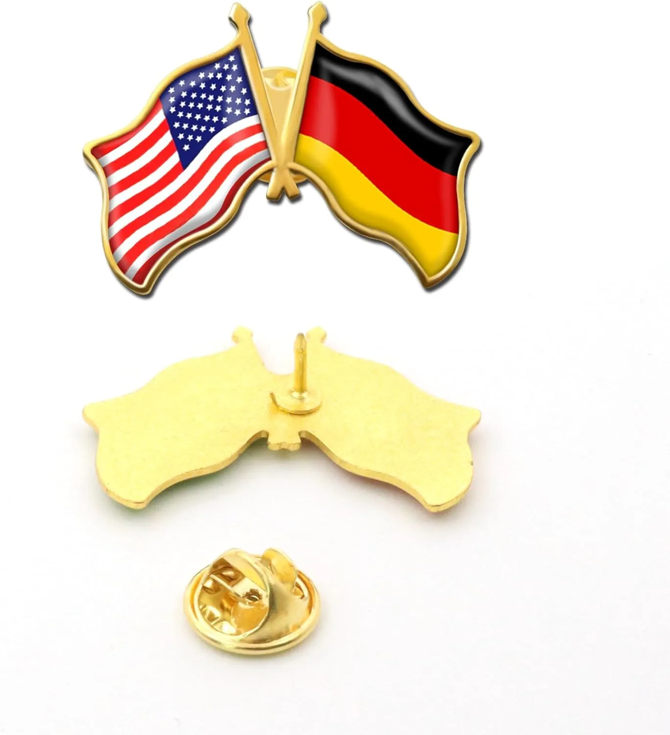6/12/50/100 Pack -American German Friendship Flag Pins Bulk -1.4 Metal US USA Deutschland Germany Lapel Pins Badge Button Souvenir
