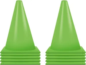 Agility Training Cone 9" Plastic Agile Sports Cone, Indoor and Outdoor Football Training Marker Cones, Sensory Training Obstacle Cone (Color : Green)