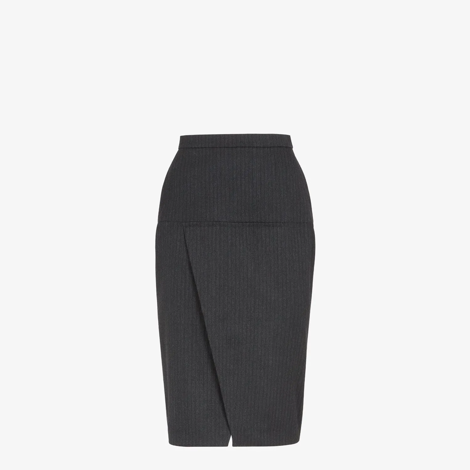 ANTHRACITE GRAY STRIPED MIDI SKIRT