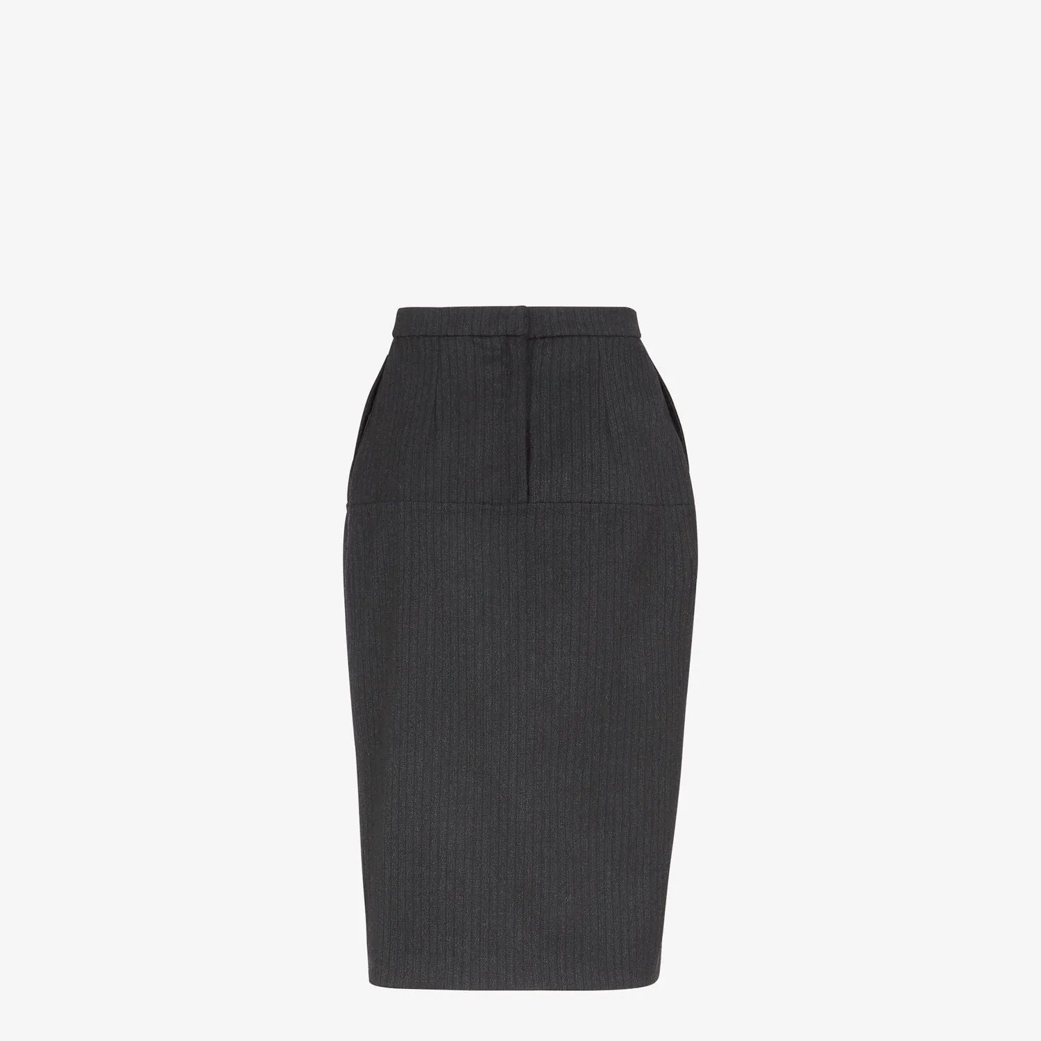ANTHRACITE GRAY STRIPED MIDI SKIRT