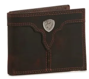 ARIAT Men's Dark Brown w/ Shield Bi-Fold Wallet