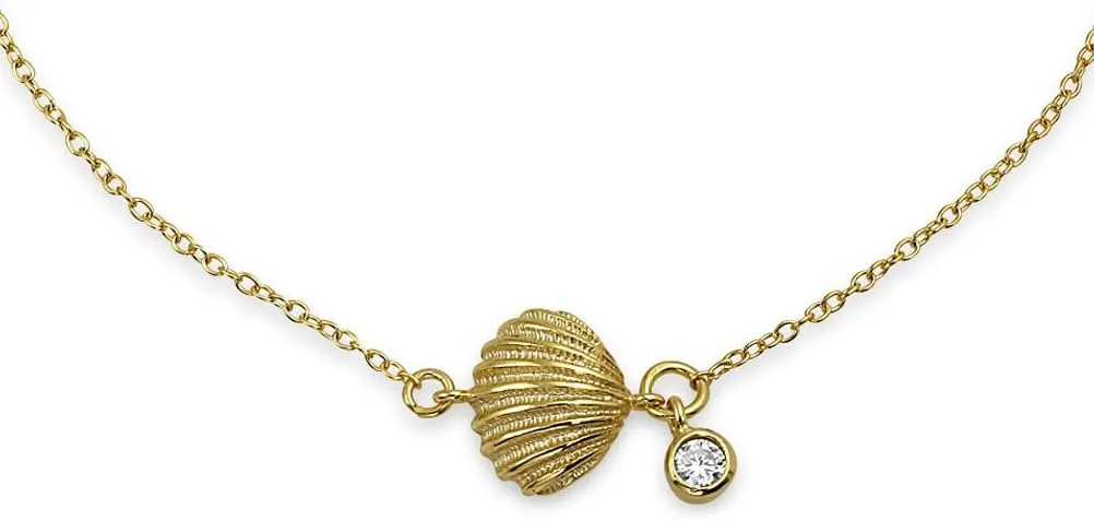 Bling Jewelry Nautical Stardust Dangle Charm Conch Seashell Anklet Ankle Bracelet For Women .925 Sterling Silver 9 10 Inch Extender