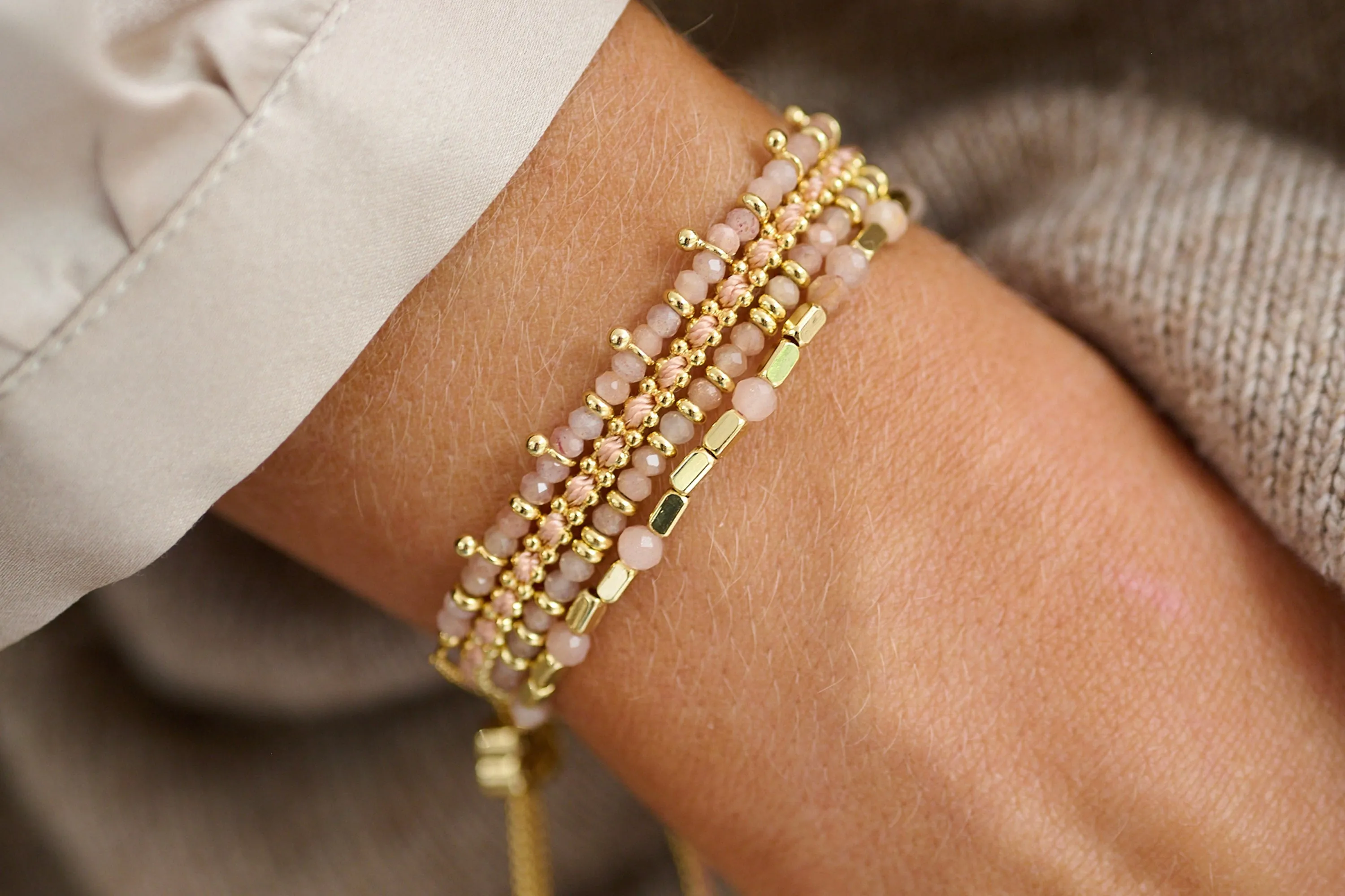 Braid Salmon Gold Bracelet