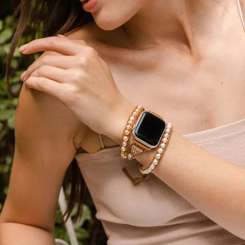 Cape Diablo - Apple Watch Wrap Strap, Graceful Freshwater Pearl