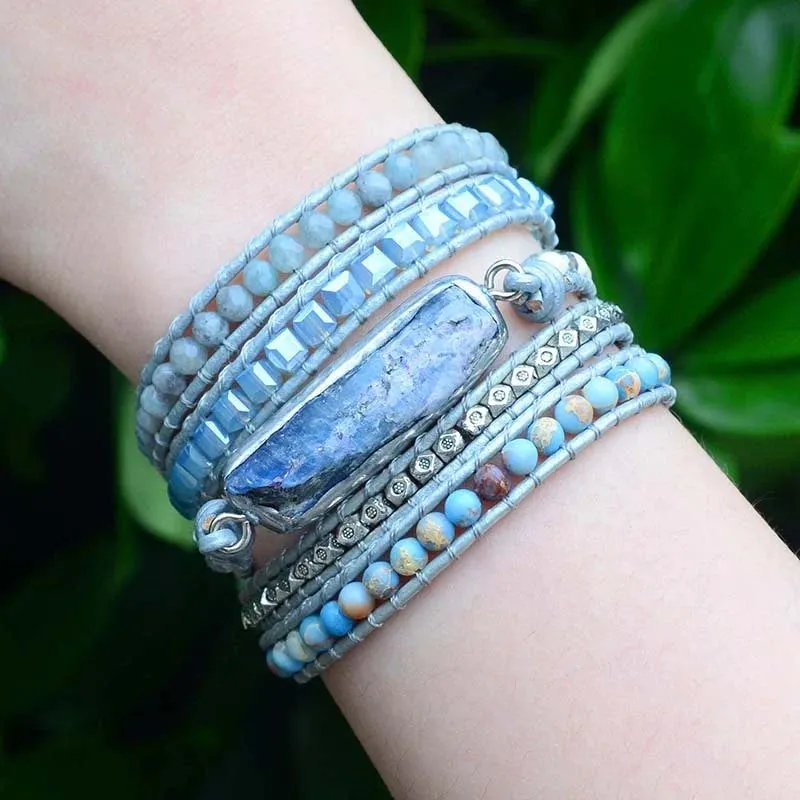 Cape Diablo - Beaded Wrap Bracelet, Healing Topaz