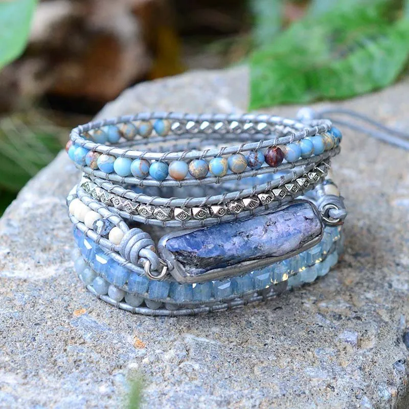 Cape Diablo - Beaded Wrap Bracelet, Healing Topaz