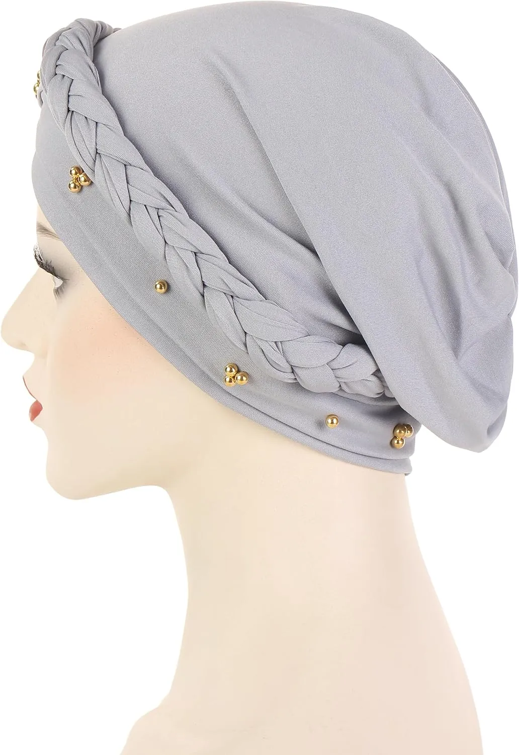 Chemo Pre Tied Turban Hats Beaded Twist Headwear Caps Braid Headwrap Cancer Headscarf Cover
