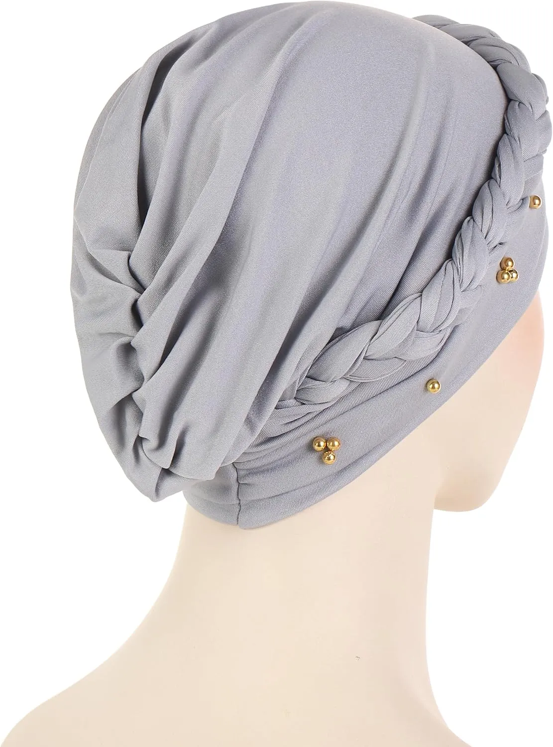 Chemo Pre Tied Turban Hats Beaded Twist Headwear Caps Braid Headwrap Cancer Headscarf Cover