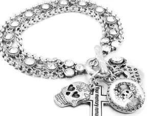 Day of the Dead Charm Bracelet, with Crystal Chain