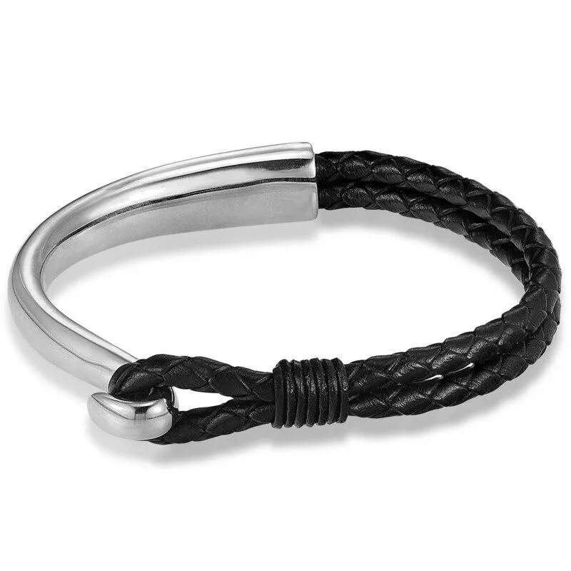 Dolfo Metal Hook Leather Braided Bracelet