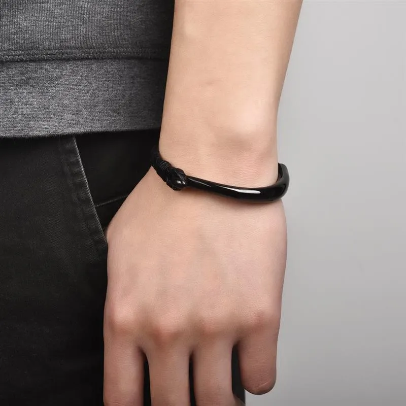 Dolfo Metal Hook Leather Braided Bracelet
