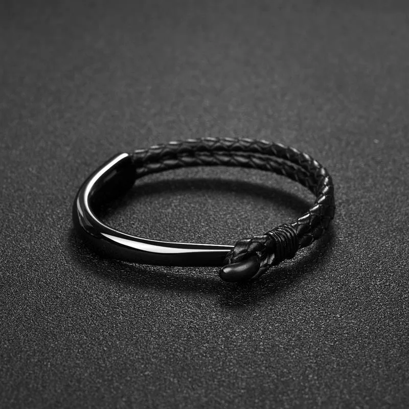 Dolfo Metal Hook Leather Braided Bracelet