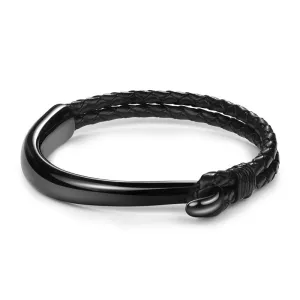 Dolfo Metal Hook Leather Braided Bracelet
