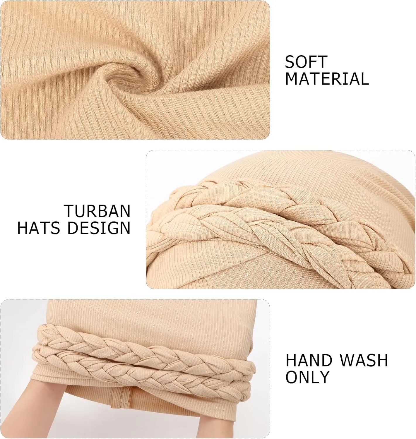 DRESHOW African Women Turban Caps Beanie Twist Headscarf Pre-Tied Double Twisted Braid Headwraps Black Women Chemo Cancer Cap