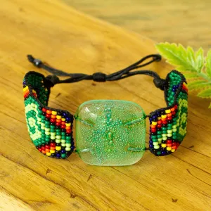 Effervescent Green Colorful Glass Pendant Bracelet