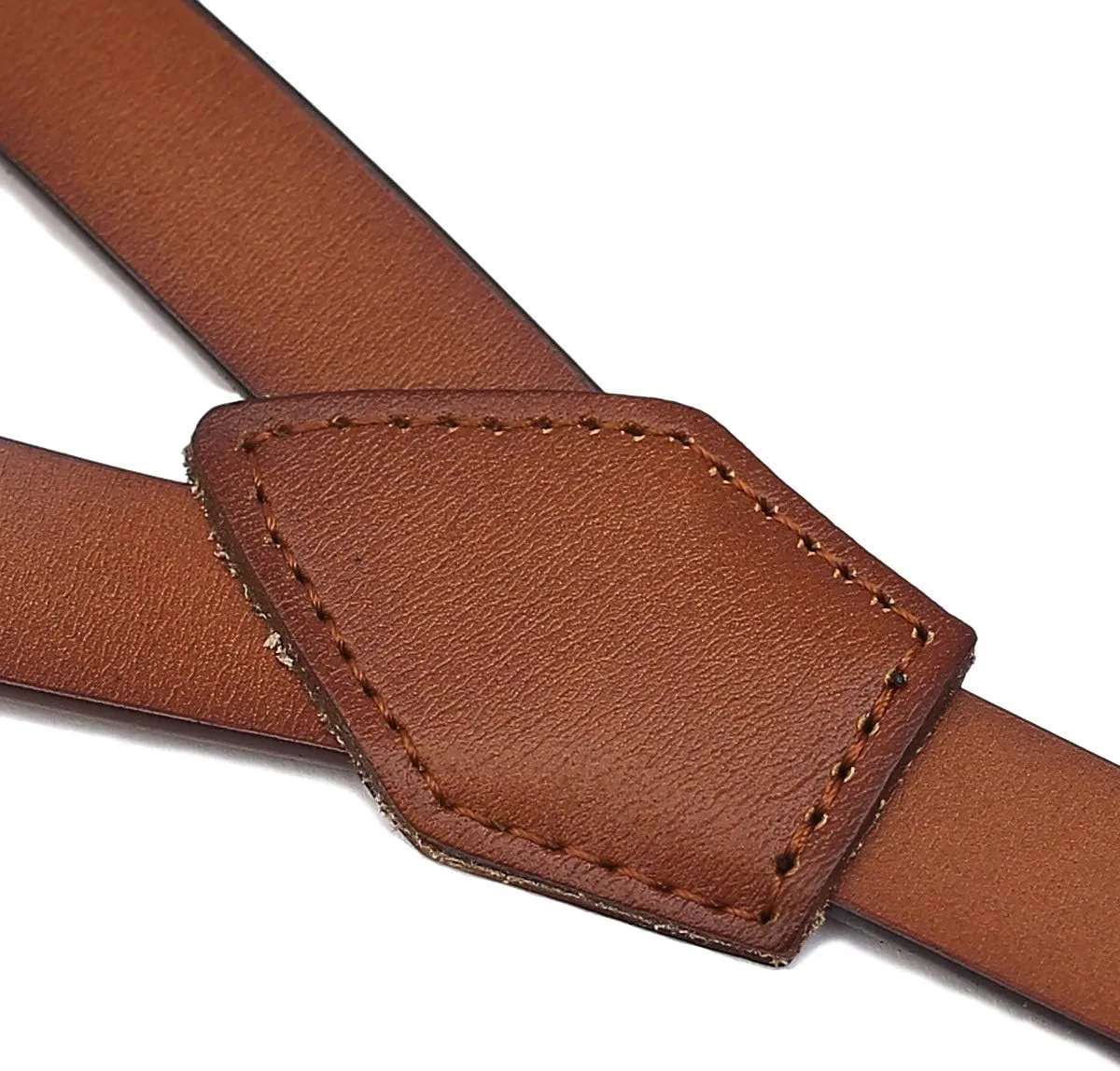 EURYNOME Leather Suspenders For Men, Brown Genuine Leather Suspenders Groomsmen Gifts