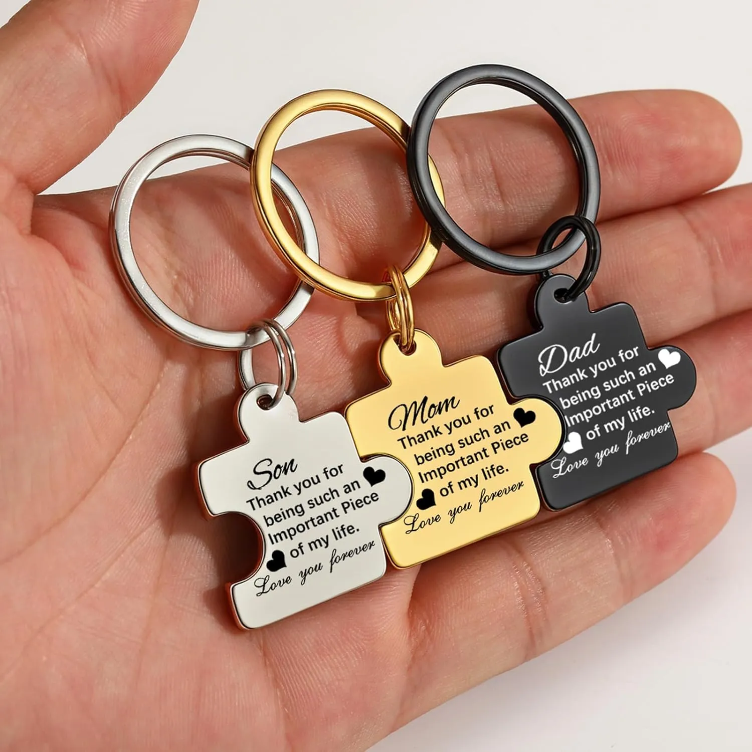 Father's Day Gifts Puzzle Key Chain Mens Keychain Stainless Steel Keychains for Women Jewelry Gift for Men Women