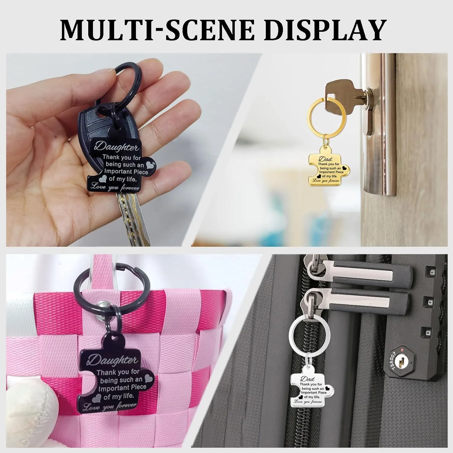 Father's Day Gifts Puzzle Key Chain Mens Keychain Stainless Steel Keychains for Women Jewelry Gift for Men Women