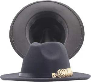 Fedora Buckle Wool Belt Panama Hat Hat Womens Wide Floppy Classic Baseball Caps Hard Hat Patch (Black, One Size)
