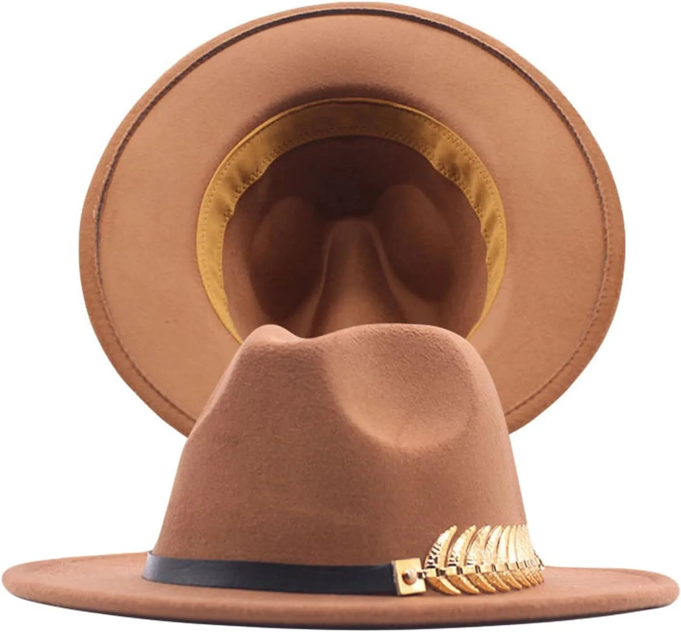 Fedora Buckle Wool Belt Panama Hat Hat Womens Wide Floppy Classic Baseball Caps Hard Hat Patch (Brown, One Size)