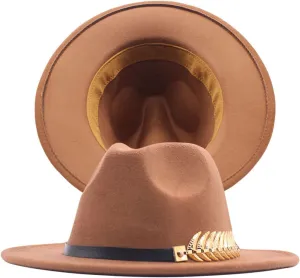 Fedora Buckle Wool Belt Panama Hat Hat Womens Wide Floppy Classic Baseball Caps Hard Hat Patch (Brown, One Size)