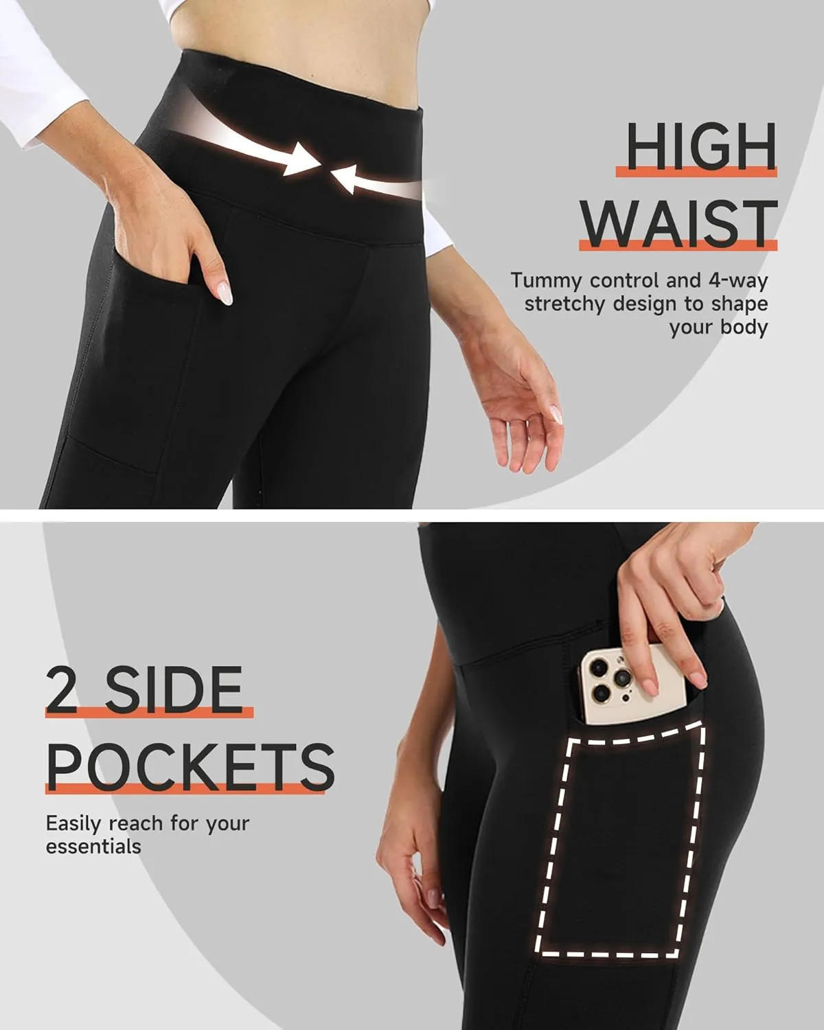 GAYHAY Fleece Lined Leggings Women - Thermal Winter Warm Water Resistant High Waisted Running Hiking Pants with Pockets
