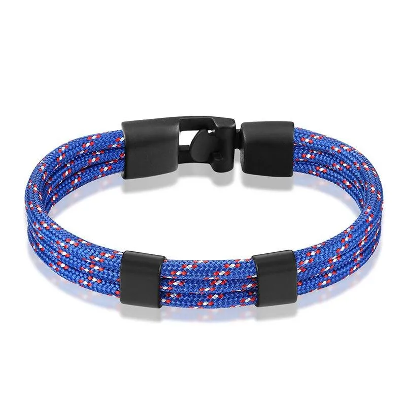Gianluigi Nautical Rope Bracelet With Matte Black Buckle