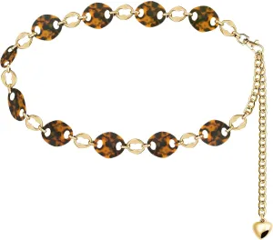 Gold Infinity Love Metal and Lightweight Tortoise Shell Arcrylic Waist Chain Dress Belts Metal Belt for Women