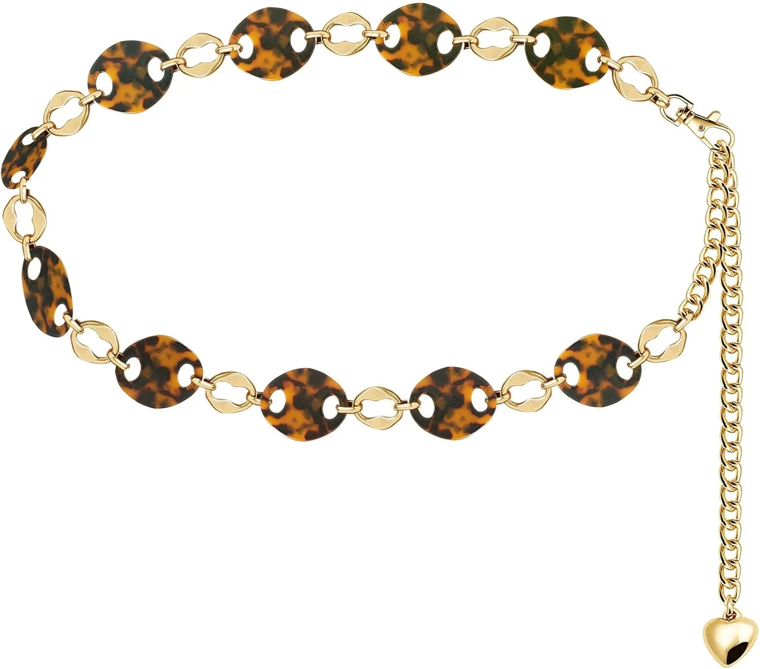 Gold Infinity Love Metal and Lightweight Tortoise Shell Arcrylic Waist Chain Dress Belts Metal Belt for Women