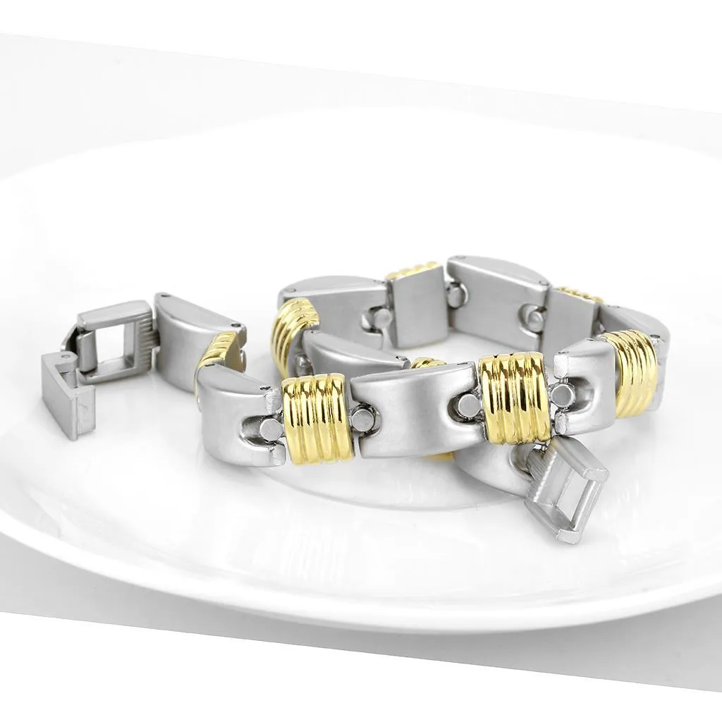 Gold Rhodium White Metal Bracelet with No Stone for Women Style LO4738