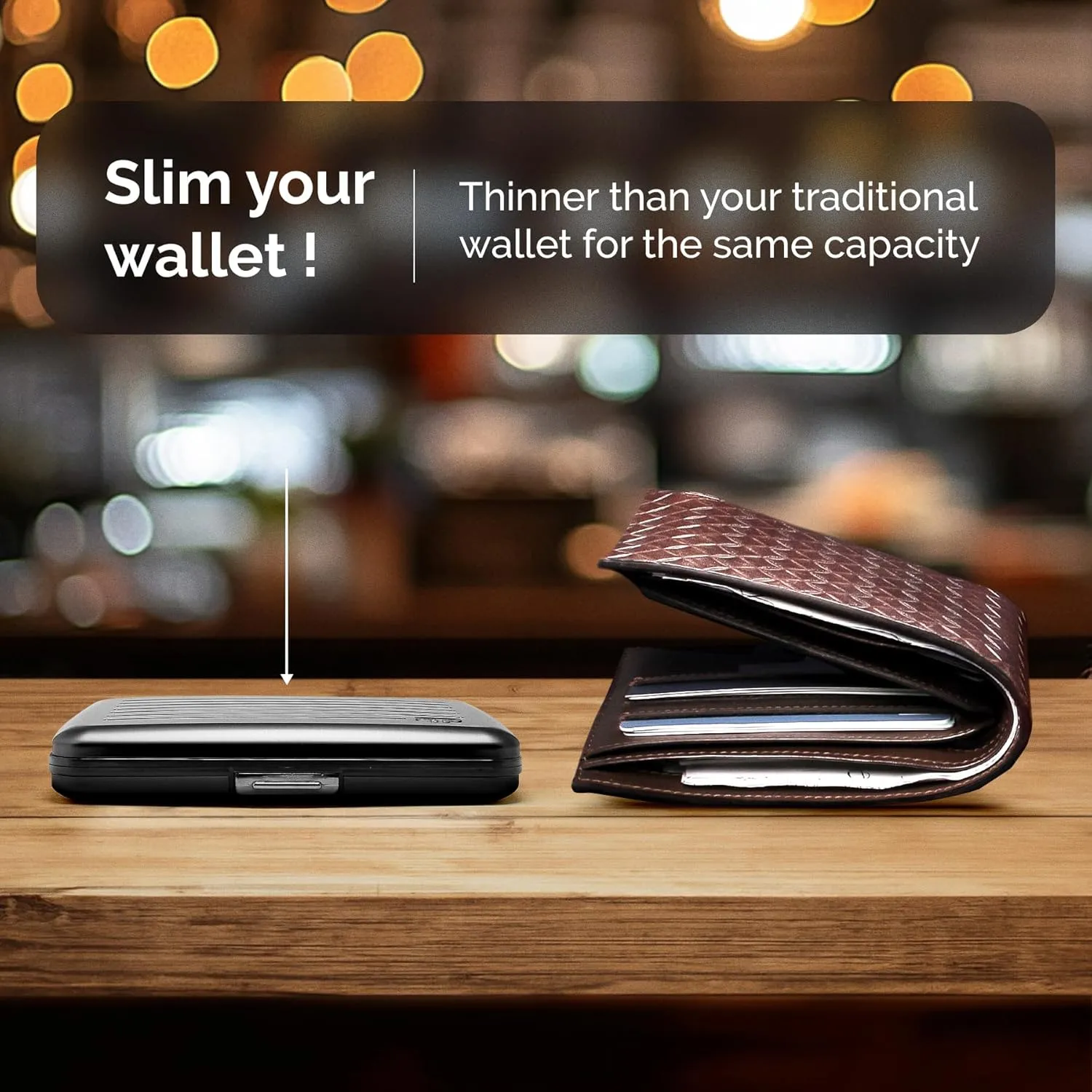 ?GON -DESIGNS- Aluminum wallet, Large capacity with metal lock, RFID Protection against fraud and demagnetization, Smart Case OSLO Large model