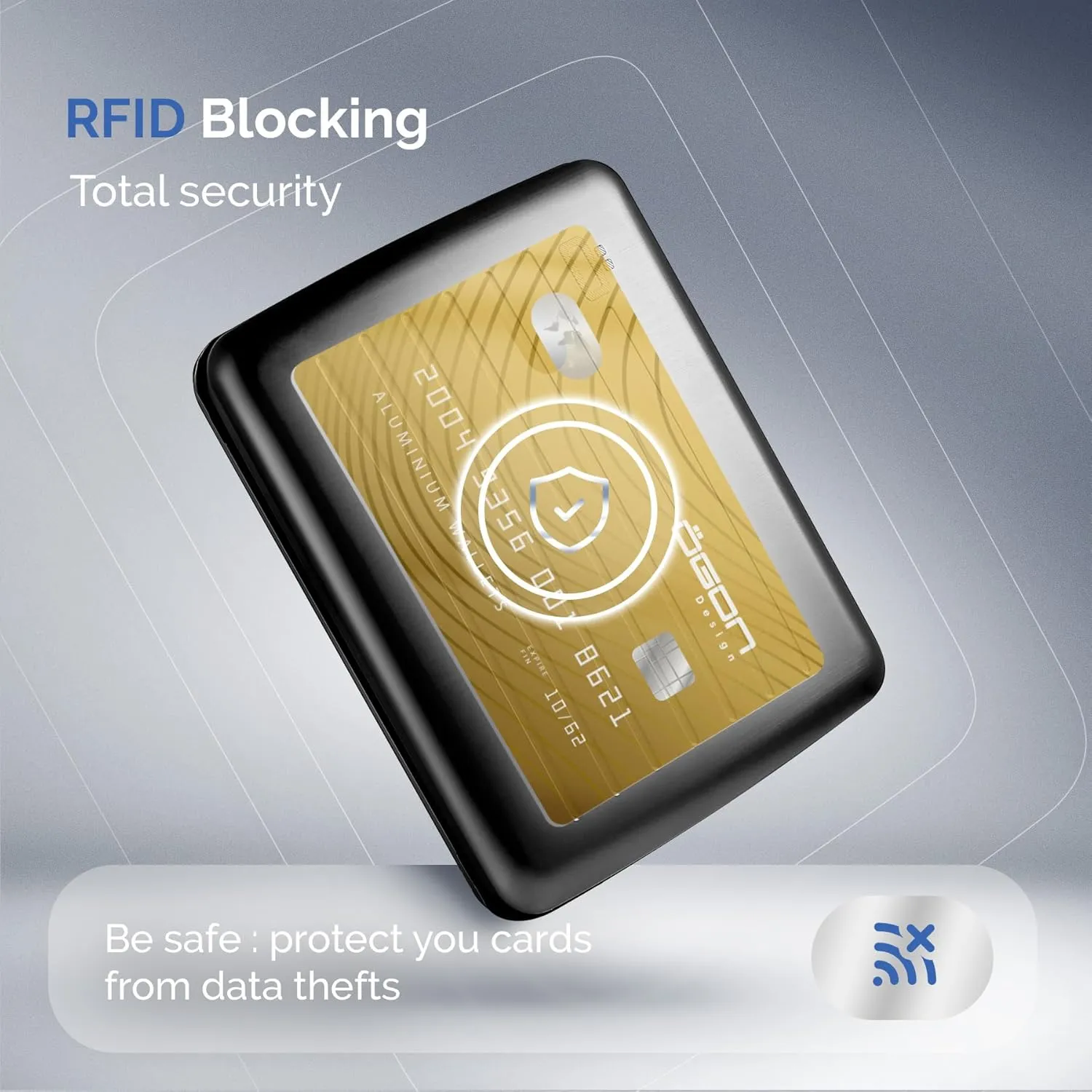 ?GON -DESIGNS- Aluminum wallet, Large capacity with metal lock, RFID Protection against fraud and demagnetization, Smart Case OSLO Large model