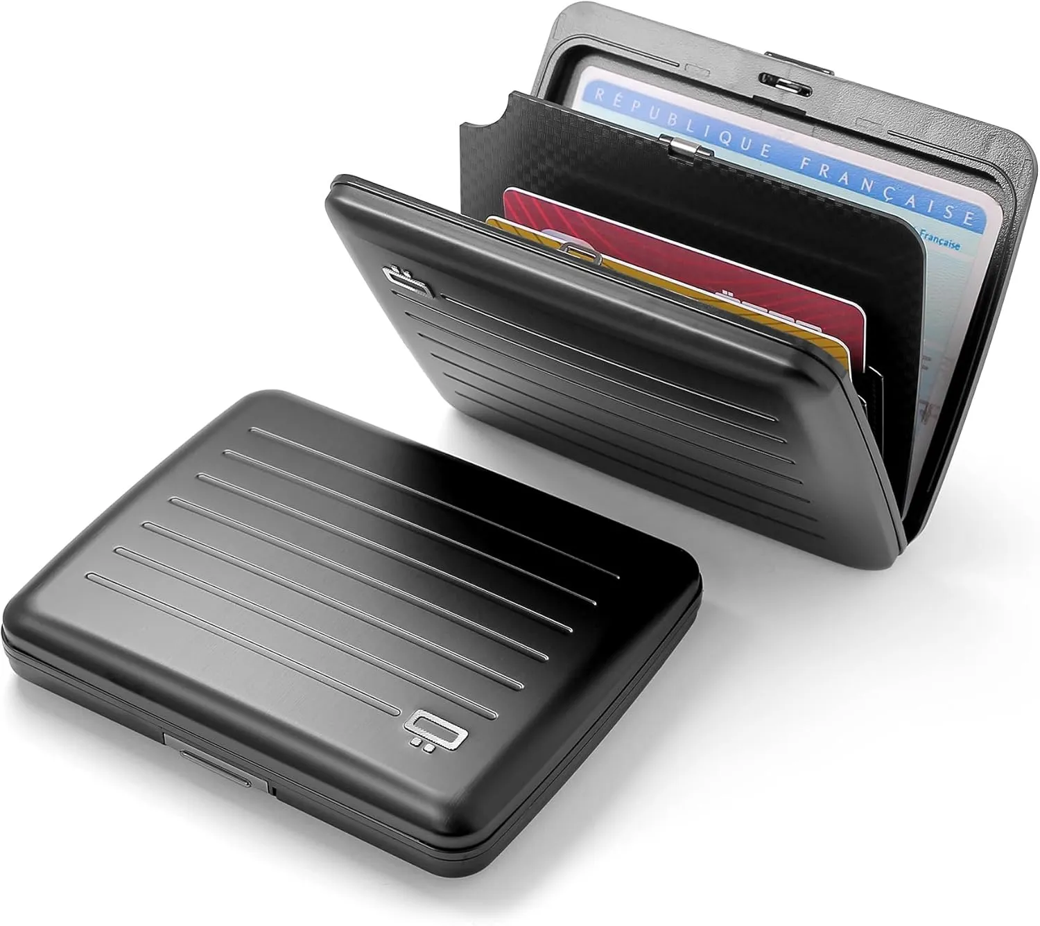 ?GON -DESIGNS- Aluminum wallet, Large capacity with metal lock, RFID Protection against fraud and demagnetization, Smart Case OSLO Large model
