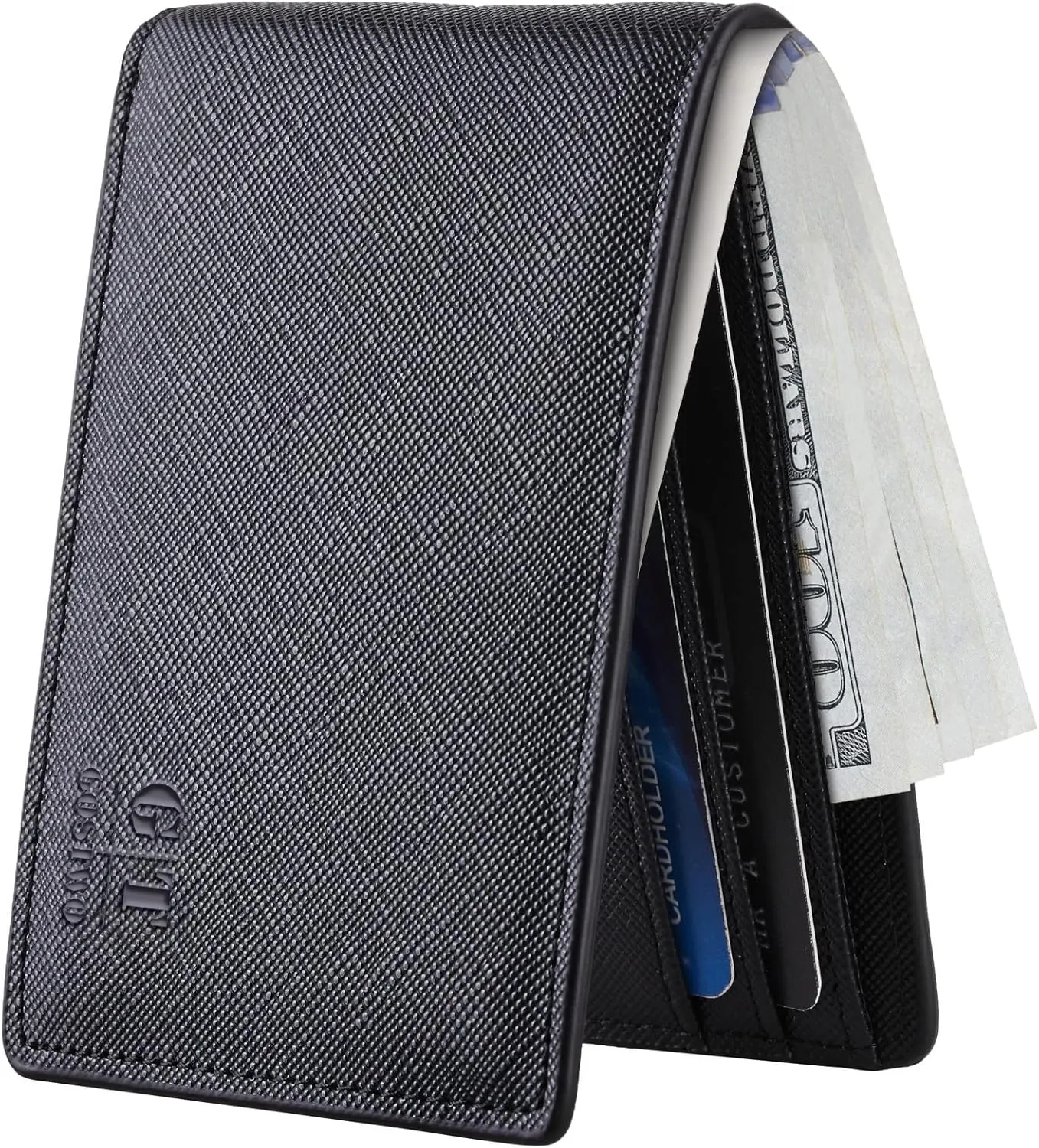 Gostwo Slim Wallet for Men Minimalist Leather ID Window Front Pocket Bifold Wallet