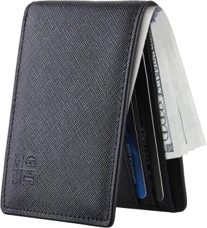 Gostwo Slim Wallet for Men Minimalist Leather ID Window Front Pocket Bifold Wallet