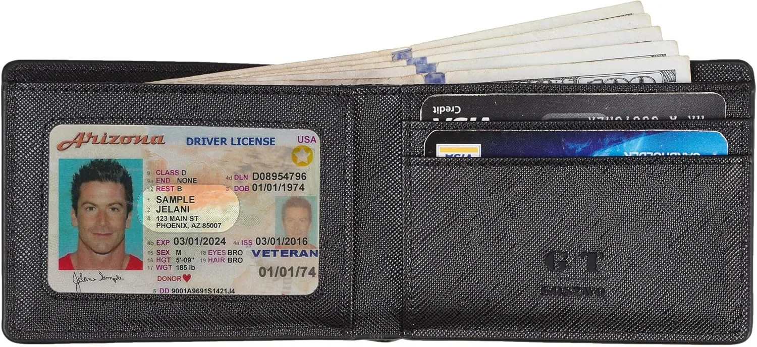Gostwo Slim Wallet for Men Minimalist Leather ID Window Front Pocket Bifold Wallet