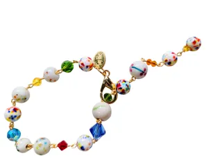 Hand linked Rainbow Colorful Dot Porcelain Bead Bracelet with crystals - Classic and Timeless Design by Award-Winning Artist Sugar Gay Isber (Copy)