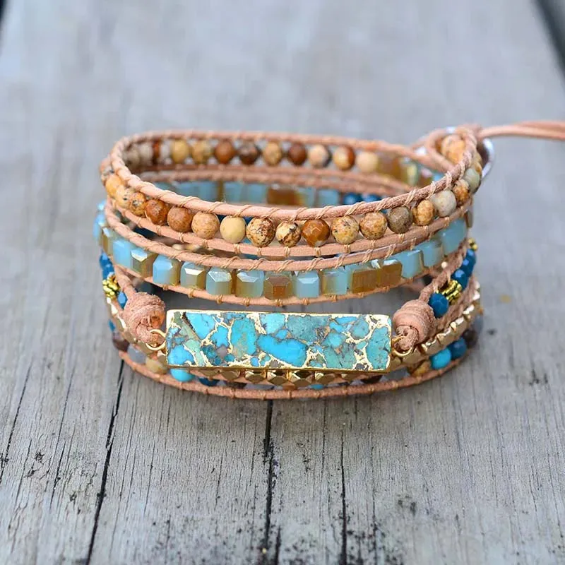 Handmade Boho 5-Strand Leather Wrap Bracelet