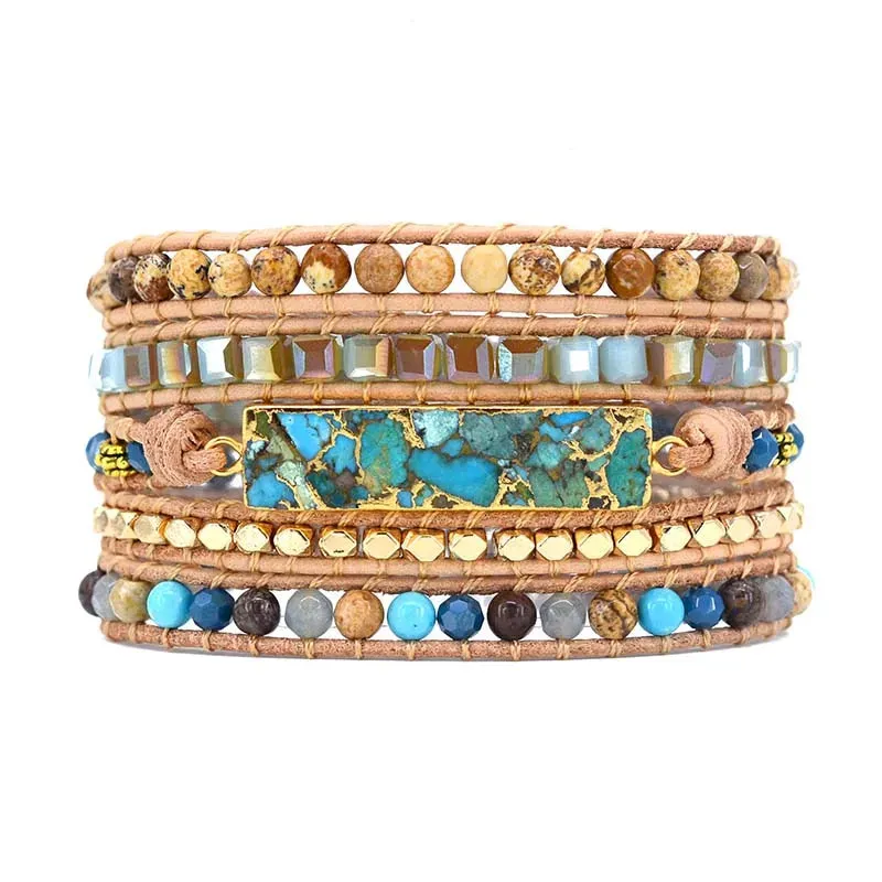 Handmade Boho 5-Strand Leather Wrap Bracelet
