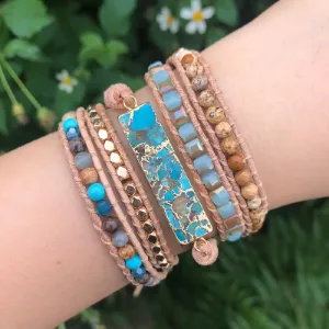 Handmade Boho 5-Strand Leather Wrap Bracelet