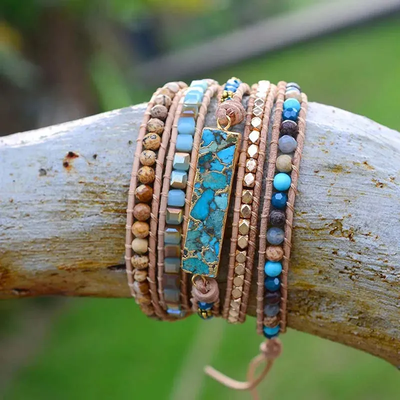 Handmade Boho 5-Strand Leather Wrap Bracelet