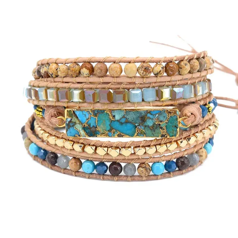 Handmade Boho 5-Strand Leather Wrap Bracelet