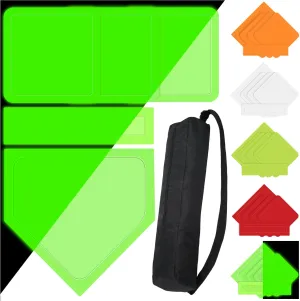 Hiboom 5 Pcs Baseball & Softball Base Set with Portable Carrying Bag 3 Throw Down Bases 1 Homeplate 1 Pitching Rubber for Kickball Softball Backyard Playground Practice Kids Adults