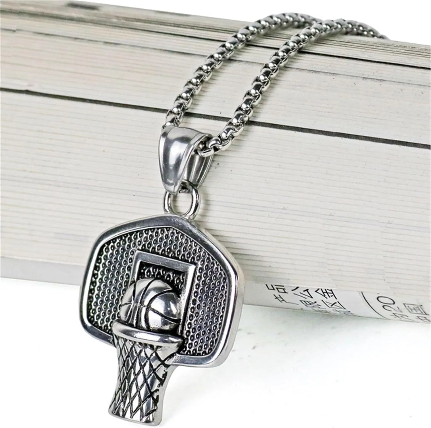 Hip Hop Chunky Chain Basketball Ball Football Lover Pendant Necklace Punk Basketball Memorial Necklace for Men Father Friend Friendship Bar Sport Jewelry Birthday Gift