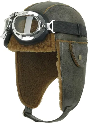 ililily Aviator Hat Winter Snowboard Fur Ear Flaps Trooper Trapper Pilot Goggles