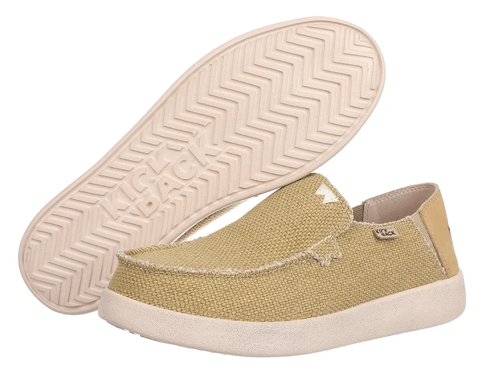 Kickback Mens Barbeach Slip On Woven Canvas Shoes - Mustard