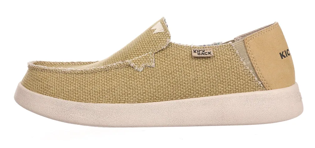 Kickback Mens Barbeach Slip On Woven Canvas Shoes - Mustard